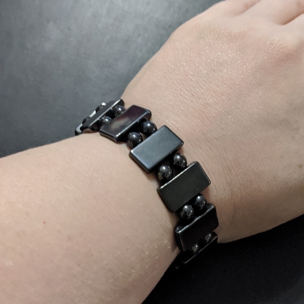 Magnetic Hematite Gemstone Beaded Stretchy Elastic Statement Bracelet